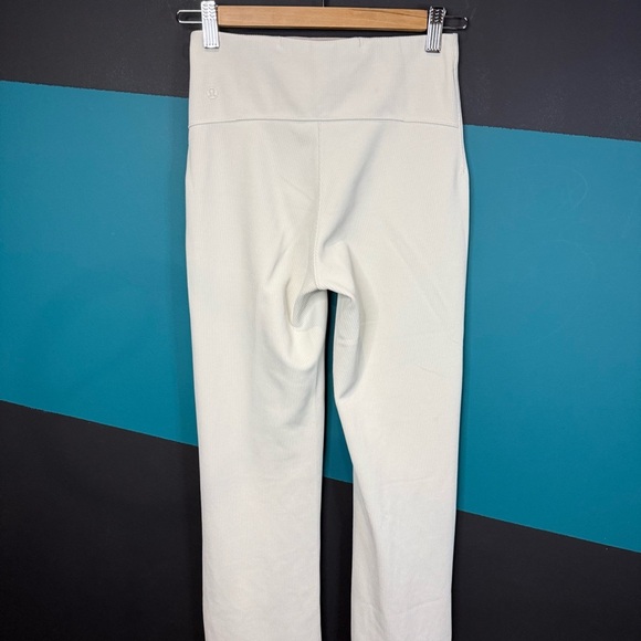 Lululemon Brushed Softstreme Ribbed Zip Flared Pant 32.5" Bone Preppy Bohemian - Picture 8 of 16